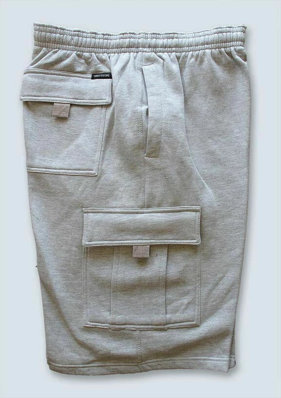 BIG TALL Greystone Fleece Cargo Shorts - HEAVY DUTY Casual Bottoms - 3X TO 10X - Image 2 of 3