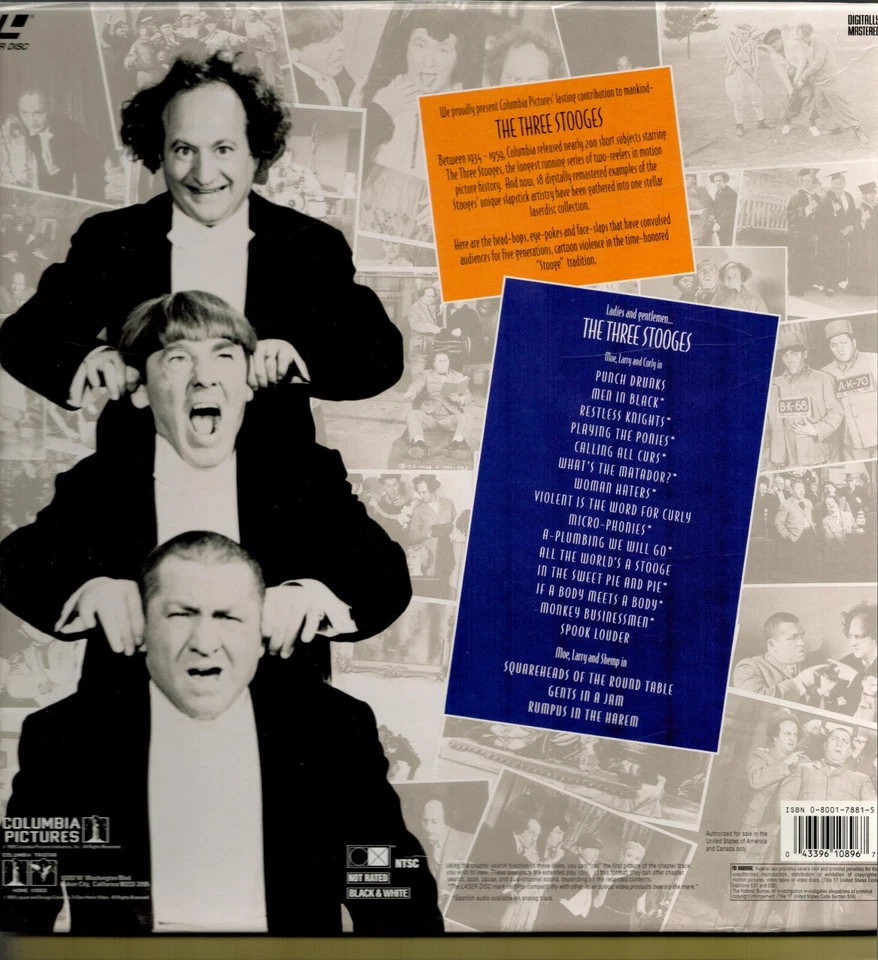 The Three Stooges Comedy Classics 3 disc Laser Disc Set Collection W/ Poster - Image 2 of 4
