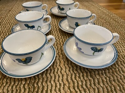 Vintage Caleca Italy Pottery 6 Cups And Saucers | eBay
