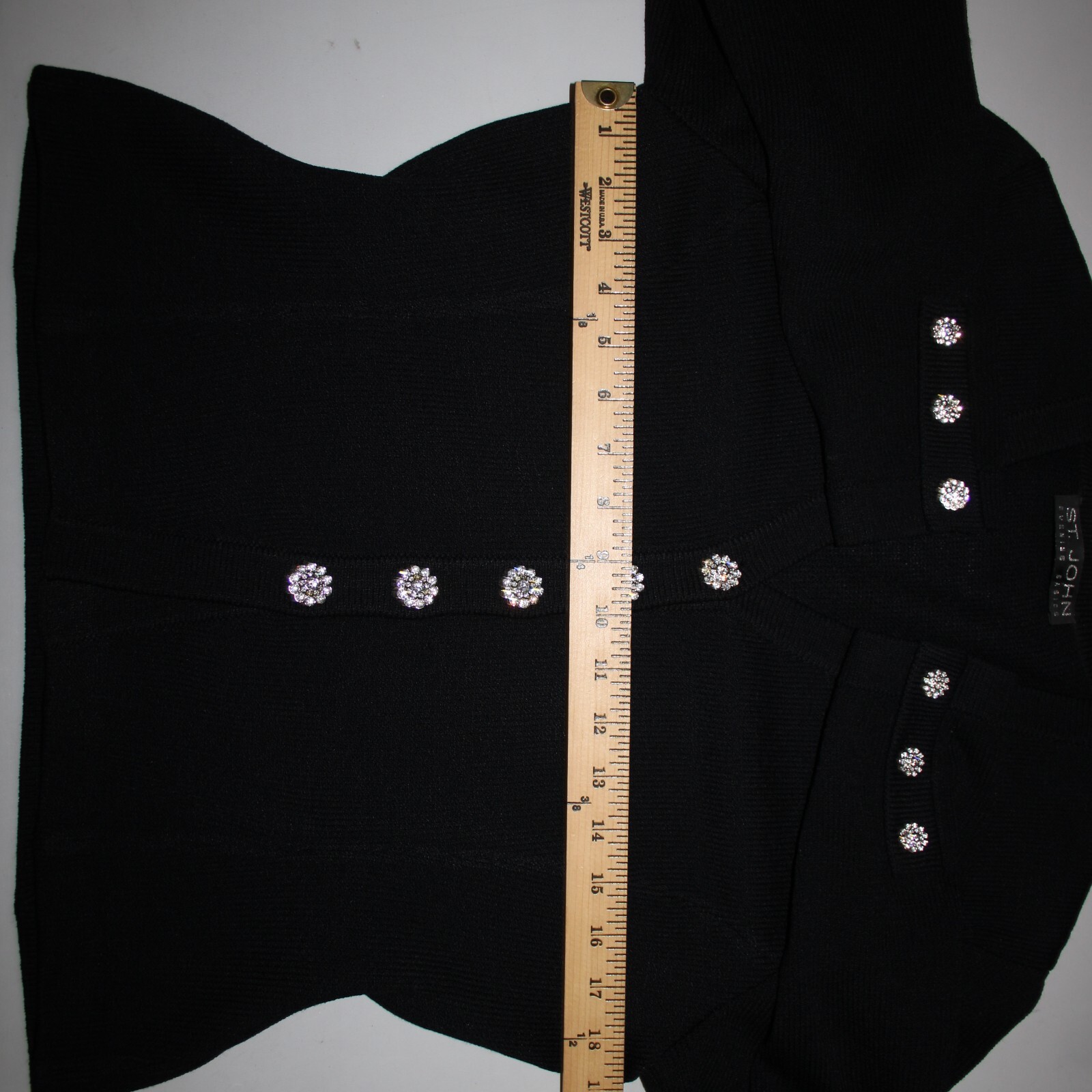 St John Evening Basic Sz 6 Black Rhinestones Half… - image 21
