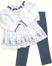 NWT Janie Jack SWEET SOPHISTICATION 3 Outfit Blue Swing Top Pants Bow Sweater