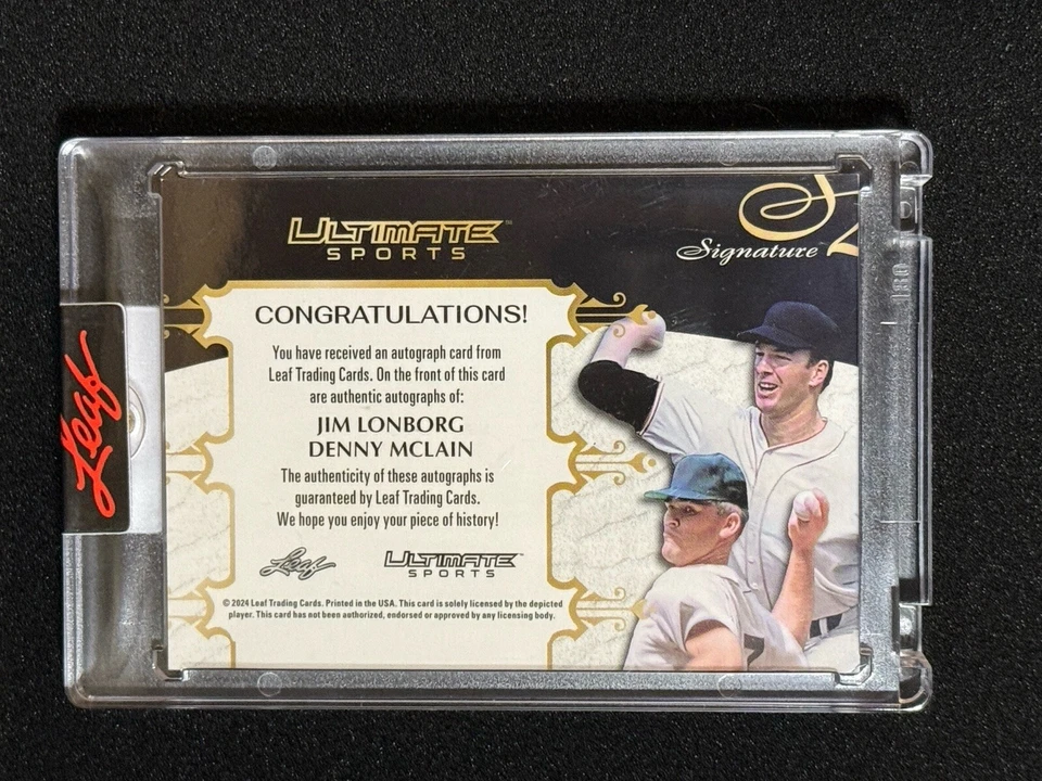Leaf Ultimate Red Sox Tigers 2024 Denny McClain Jim Lonborg Cy Young Auto #d 1/3 Foto 2 de 2