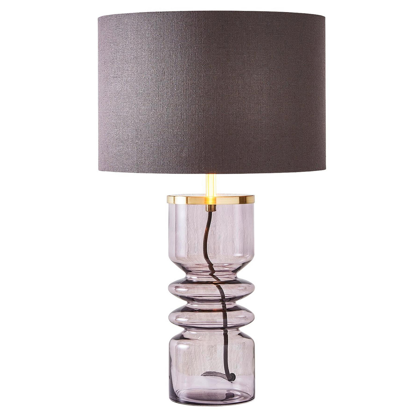 Litecraft Table Lamp Smoke Tinted Base with Dark Grey Shade - Brass Clearance