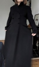 Vintage Laura Ashley Equestrian Victorian Wool Alpaca Black Coat Size M L