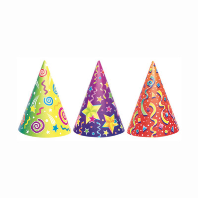 6er Pack verschiedene Kaleidoskop Party Hüte - Geburtstag Feier Party Kegel
