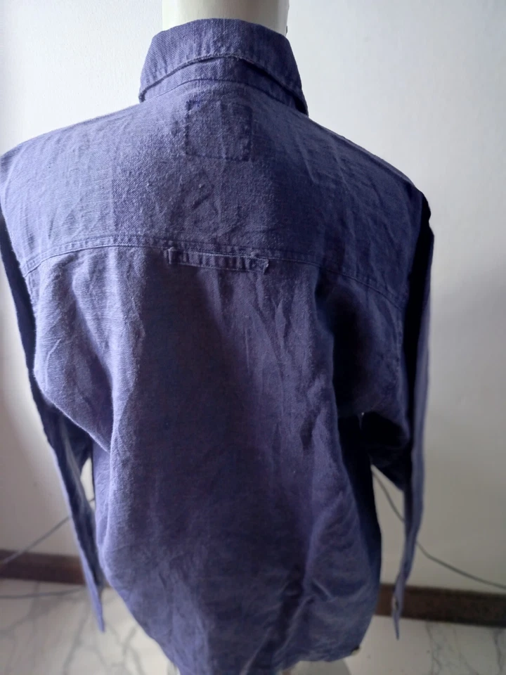 HITMAKER Brand Blouson Jacket Button Up Long Sleeve Collar Blue | P:22, L:29in - Image 4 of 4