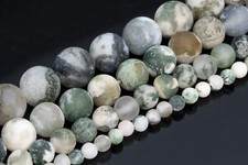 Natural Matte Green White Moss Agate Grade AB Round Loose Beads 4-5/6/8/10MM