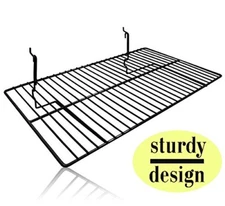  Only Hangers Black Wire Slatwall / Gridwall Shelf 24"L x 12"D