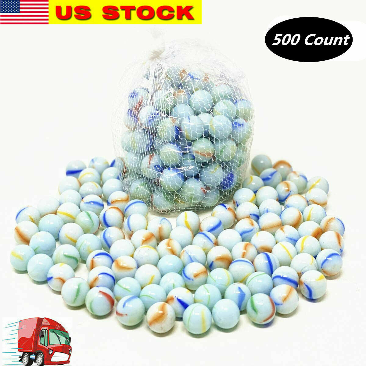 Lot of 500 Glass Marbles 6 lb Glass 5/8" 16mm Bulk Wholesale Toy Sling