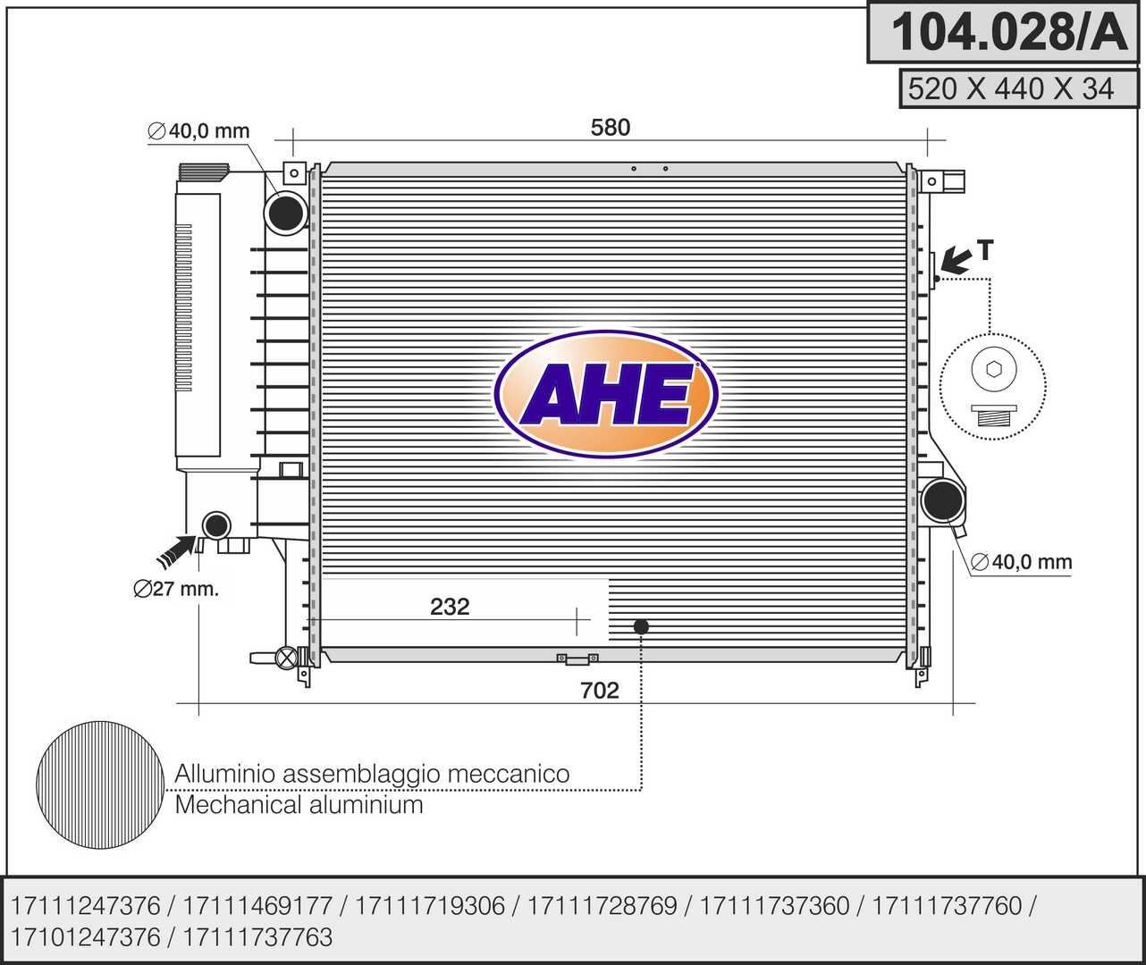 Radiateur de refroidissement pour BMW 520i et 525i pour éviter la surchauffe moteur