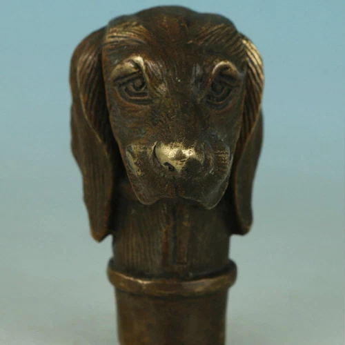 Victorian Antique Walking Stick handle with Bronze Dog Head Walking Stick handle - Picture 3 of 5