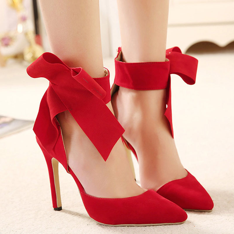 Women Closed Toe Stilettos Bowknot High 