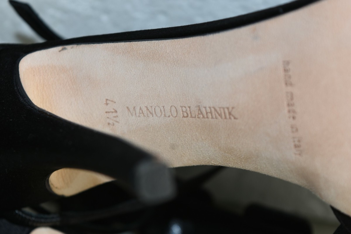 Sandales à Paillettes Manolo Blahnik SUW 115 - Satin Noir, Taille 41.5, Neuves En Boîte