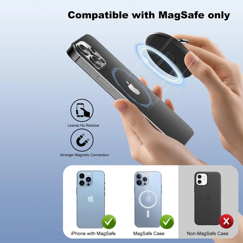 Soporte de anillo para dedo agarre giratorio 360° para teléfono celular coche montaje magnético Foto 2 de 4