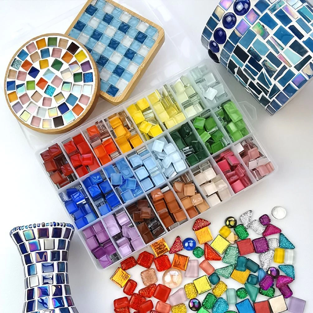 Colorful Glass Square Mosaic Tiles DIY Crafts Home Decorations Arts Tiles  Pieces