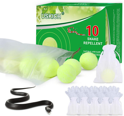 USKICH 10 Pack Snake Away Repellent, Snake Repellent Balls for Repelling Snakes