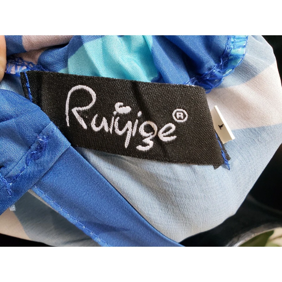 Ruiyige Long Maxi Dress Women's L Multi Abstract Print Halter Boho Cinch Waist — 第 4/4 张图片