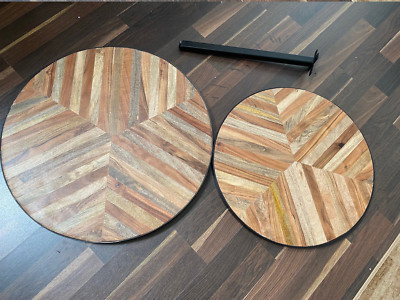 Coffee table 2 pieces living room table wood round side table table
