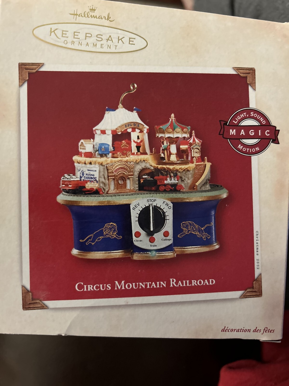 Hallmark 2002 Circus Mountain Railroad Keepsake Ornament Light Sound Motion