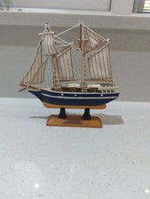 Wooden Model Sailing Ship Rustic Nautical Boat &ldquo;Goelette"
