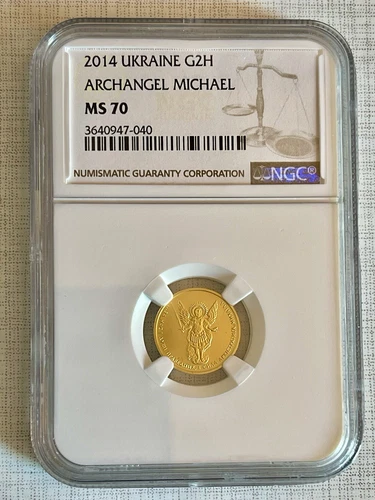 Ukraine 2014 Archangel Michael 2 UAH 1/10 oz Gold NGC MS70 Sku# 4200