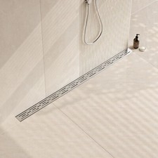 48 Inch Shower Drain Rectangular/Linear Brick Pattern Grate Silver By Neodrain