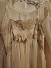 Vintage Lingerie HENSON KICKERNICK Beige Size 34 Chiffon Negligee Gown Robe