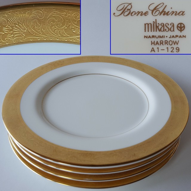 4 Mikasa Japan Bone China 'Harrow' A1129 6.5" Bread & Butter Plates