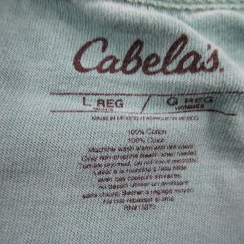 Cabelas Shirt Mens Large Short Sleeve Crew Neck Lightweight Hiking Green - Picture 8 of 8