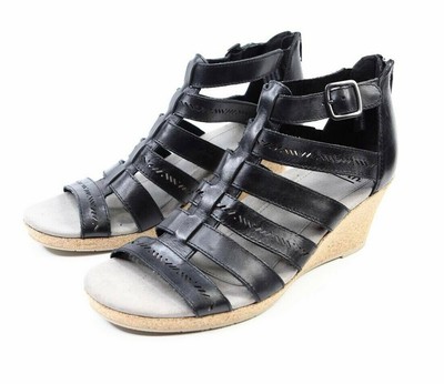 woodland black leather sandals