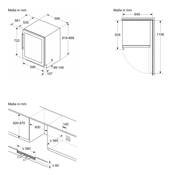 Bosch KUW21AHG0 Undermount Wine Cooler Wine Refrigerator for 44 Bottles EEK: G NEW - Image 3 of 4