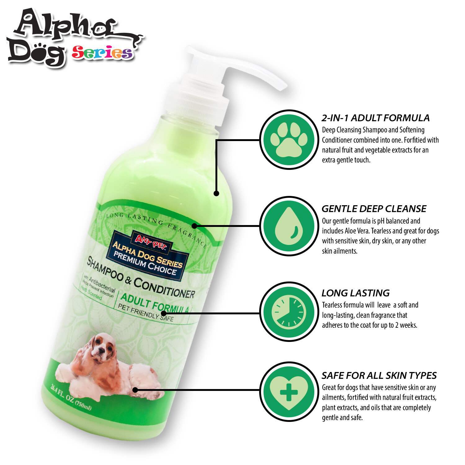 Alpha Dog Series Grooming Quality All Natural Shampoo + Conditioner