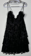 Express Women's Black Metallic Tiered Ruffle Mini Dress - Size 8 -Excellent