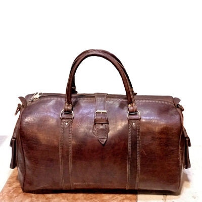 handmade leather duffle bag