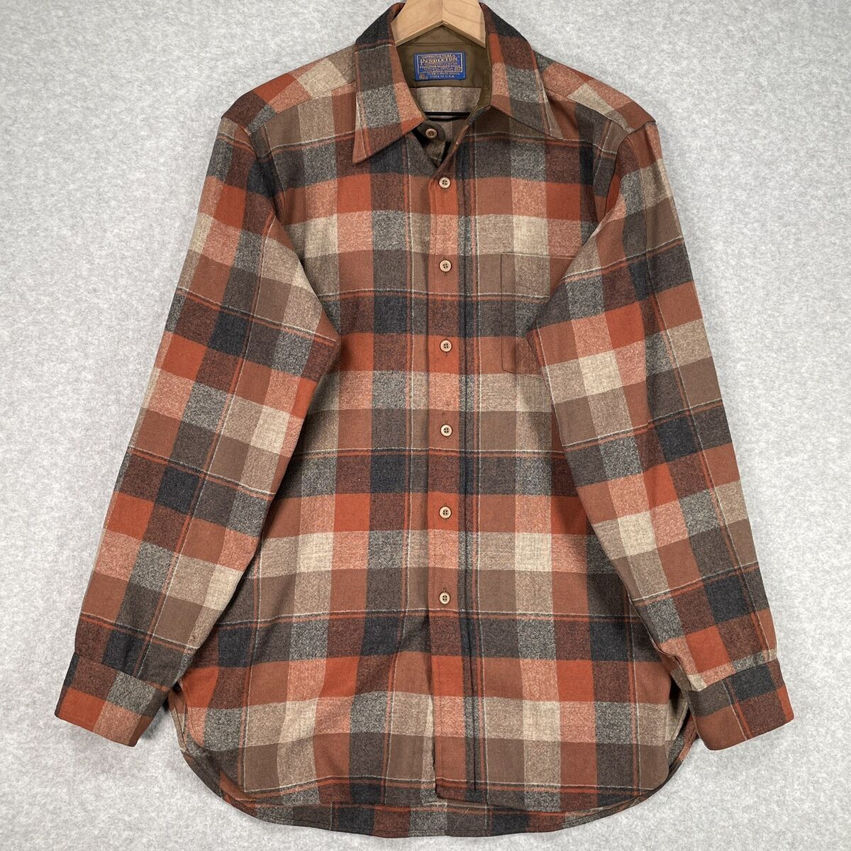 Vintage Pendleton Board Shirt M Brown Plaid Long Sleeve USA Vintage Pendleton Board Shirt M Brown Plaid Long Sleeve USA