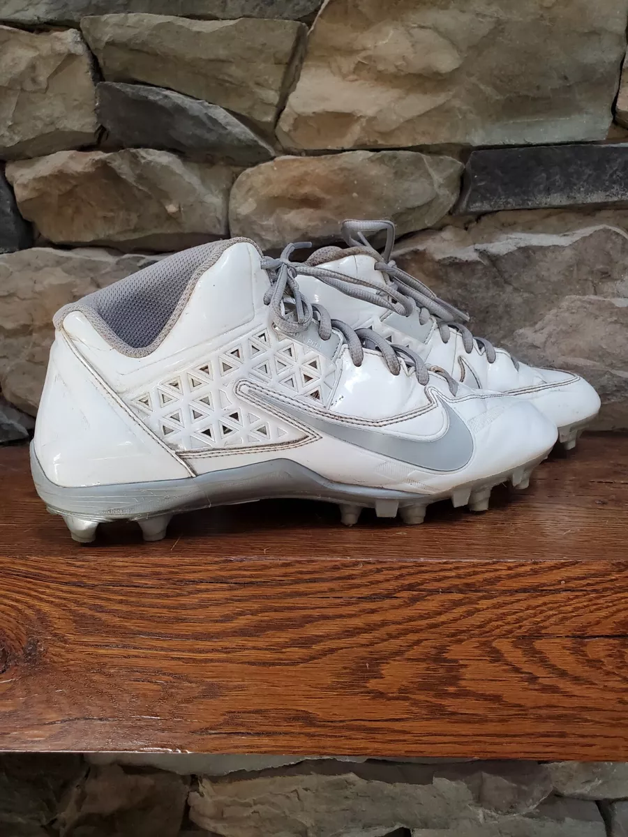 Nike Air SPEEDLAX Dual Pull 4 Turf Lacrosse Cleats White Silver