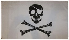 3x5 Pirate White With White Patch FLAG 5' x 3' Skull Skeleton Bones Halloween