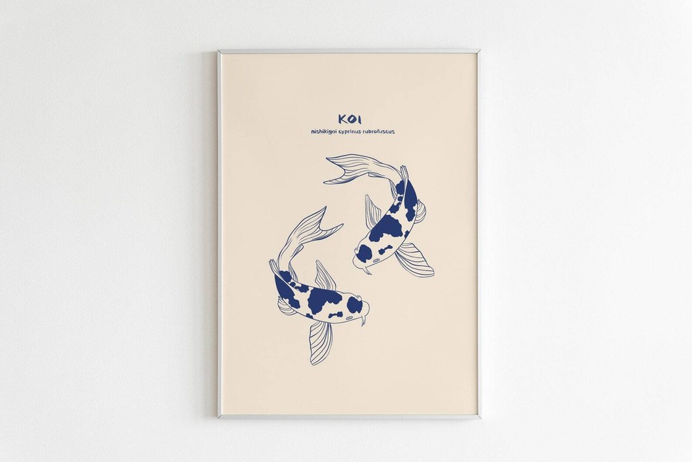 Koi Fish Print Koi Wall Art Japanese Print Fish Print Koi Fish Painting Fish