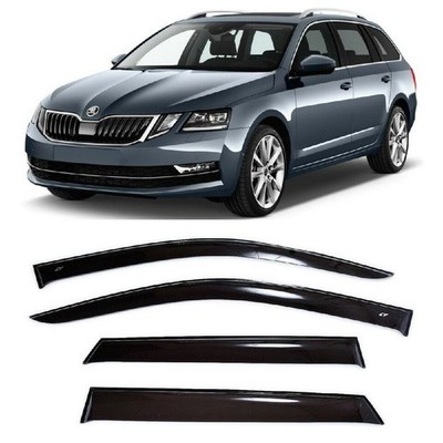 Tape-on Window Visors Rain Guards Fit Skoda Octavia Combi 13-19 Wind Deflectors