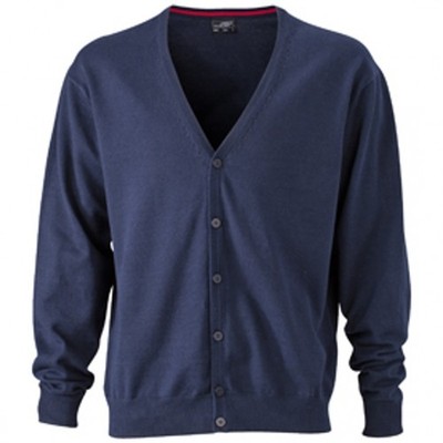 James & Nicholson Men's V-Neck Cardigan JN661 Gr. M navy