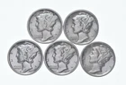 High Grade Lot 1935 1939 1939 1937 1936 Mercury Dime Collection *291