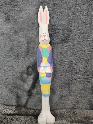 Easter Bunny Figurines Easter Bunny Wooden Rabbit Basket Spring Decoration