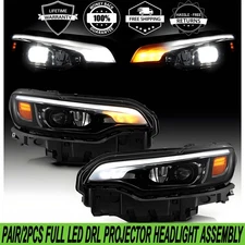 PAIR/2PCS For 2019-2023 Jeep Cherokee OE Style Full LED DRL Headlights W/ Bulbs
