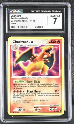 CGC 7 Charizard 2007 Secret Wonders 3/132 Holo Pokemon Card
