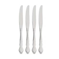 Oneida Silver Flatware Set of 4 Dinner Knives Decorative Design Stainless Steel