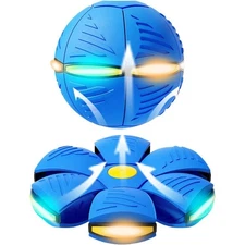 Blue LED Magic UFO Flying Disc Ball Toy Kids Pets Pop Phlat  2 Pack