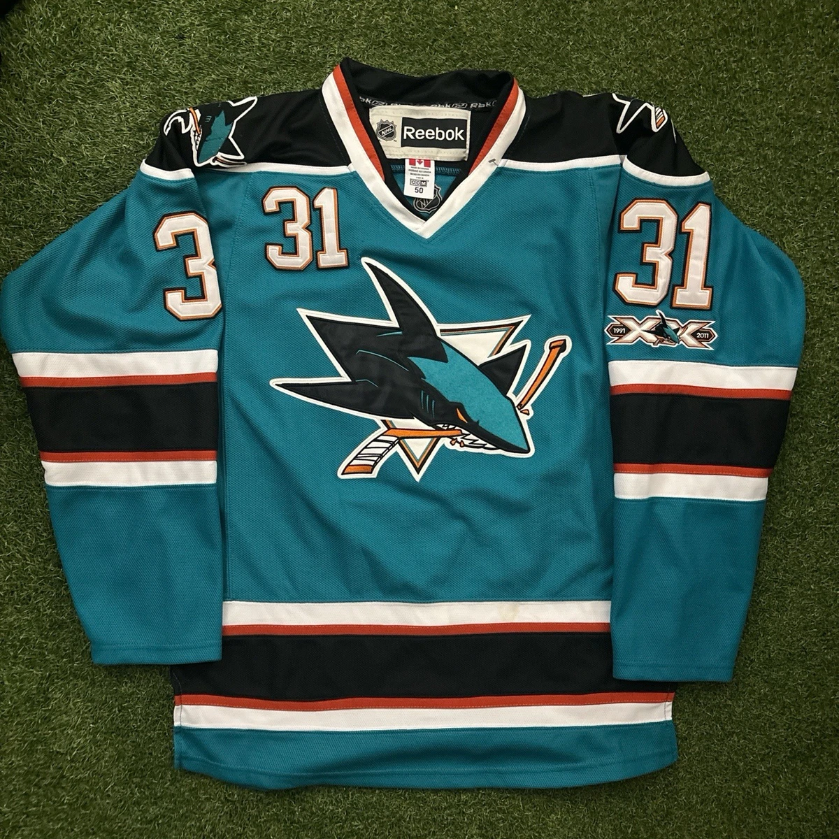 Chemise Homme San Jose Sharks NHL - Vintage 1991 - Hanes - Gris/bleu - Taille L