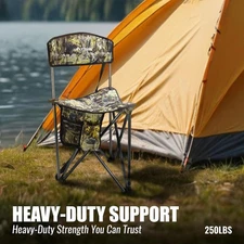 FLISSA Portable Tripod Hunting Chair with Backrest Foldable Hunting Stool 250LBS