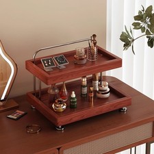 2-Tier Wood Vanity Organizer Makeup Storage Rack for Dressing Table