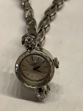 Vintage Universal Geneve 14k White Gold and Diamonds Ladies Watch